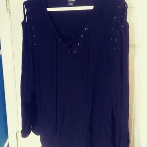 Black Lace up blouse
